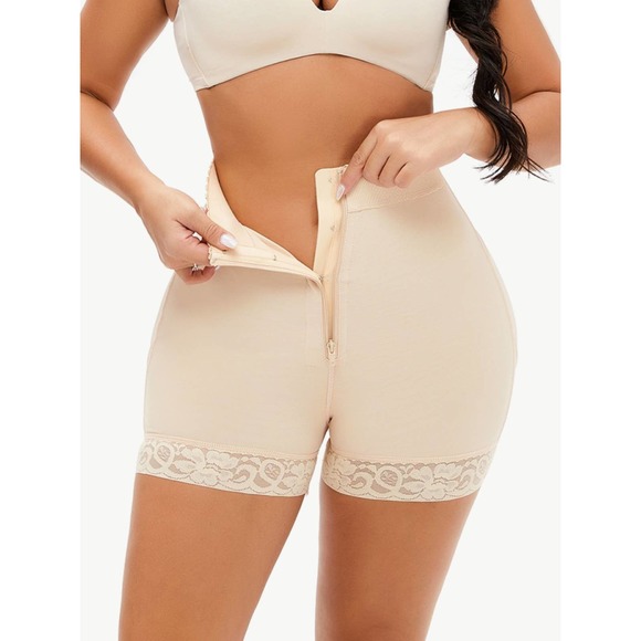 Zip-Up Lace Trim Shaping Shorts Small to 6XL - Picture 3 of 6